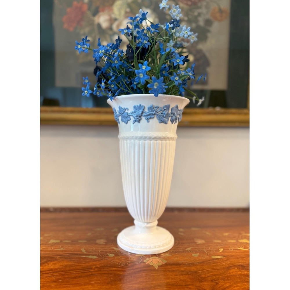 Vintage Wedgwood Embossed Queensware Vase 11"